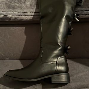 Thigh High Black Leather Boots